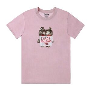 NWT Fuggler “Chaos Follows Me” Graphic Tee – Pink – Size Large